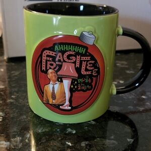 A Christmas Story Green Coffee Cup Mug “Fragile” Leg Lamp Holiday Movie Classics